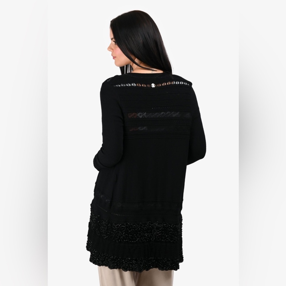 Roberto Cavalli Wool Blend Ruffle Cardigan Black Size IT 42 - Picture 14 of 14